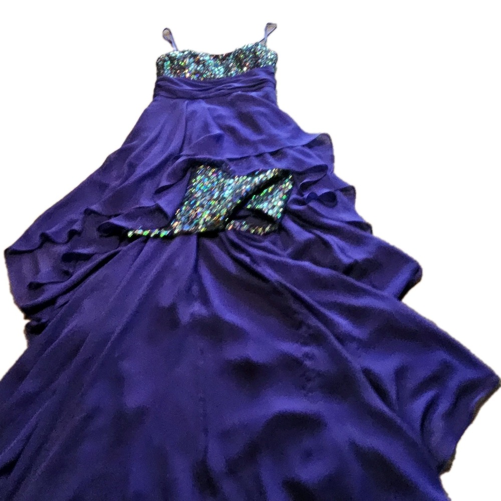Hailey Logan By Adrianna Papell SZ3/4 Strapless High/Low RoyalBlue Sequin Formal